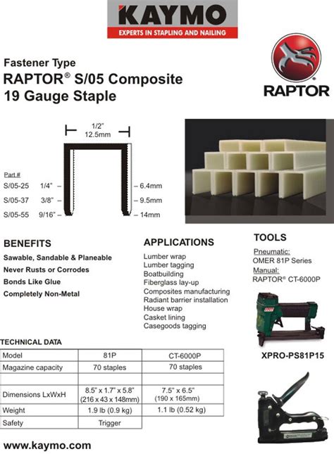 PNEUMATIC COMPOSITE STAPLER OM XPRO-81P15 – Kaymo Fastener