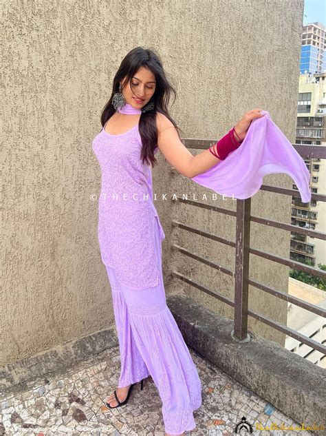 Aparna Dixit Jia Chikankari Kurta Set - Lavender | The Chikan Label