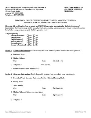 Fillable Online maine Biomedical waste generator registration ...