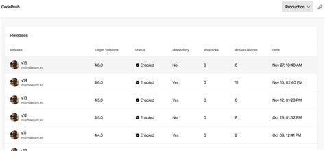 App Center Code Push 的图像结果