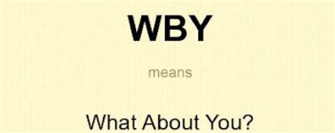 What Does WBY Mean?