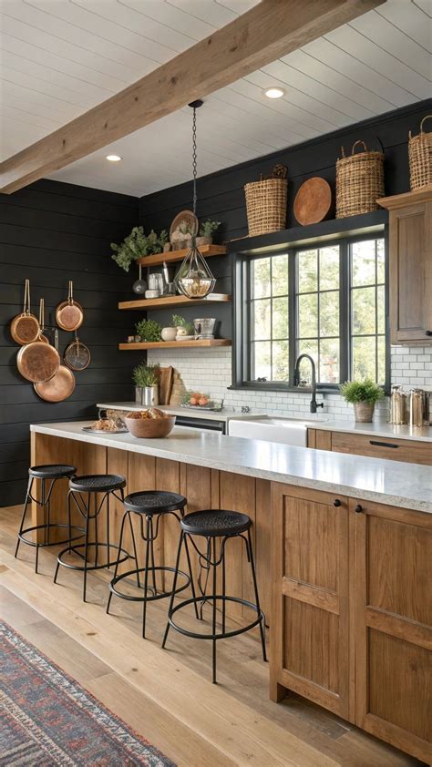 22 Trendy Black Kitchen Walls Ideas in 2025 | Eclectic kitchen, Kitchen ...