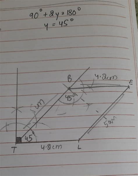 Construct a parallelogram BELT, given that BE - 4.2 cm, EL=5 cmangle T ...
