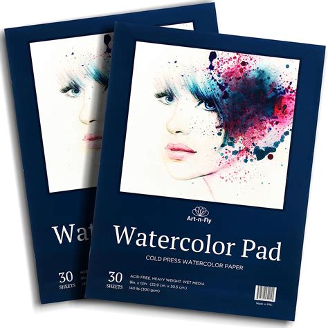 Watercolor Paper Pad 9X12" 2 pack- Cold Press Water Color Sketchbook ...