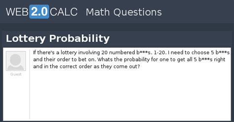 View question - Lottery Probability