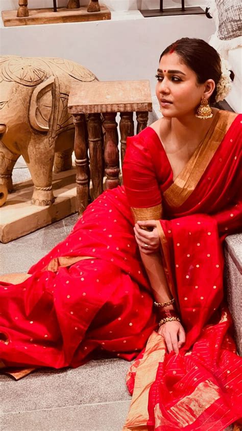 'Jawan' Star Nayanthara Dazzles In Gorgeous Red Saree Photoshoot