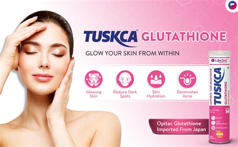 TUSKCA Japanese Glutathione Tablets for Skin Brightening with Vitamin C ...