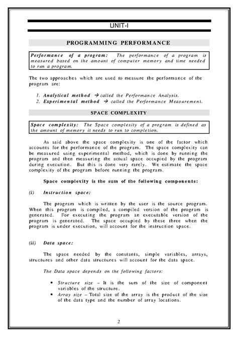 Complete DSA Notes - 100% DSA - UNIT-I PROGRAM M I N G PERFOR MA N CE ...