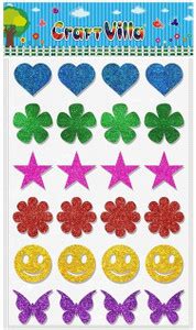 FUNCART 20.32 cm Craft Glitter Adhesive Foam Sticker-Star, Flower ...