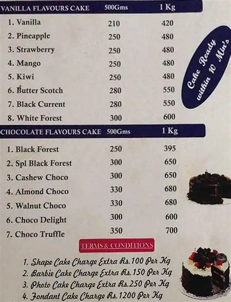Menu at Monginis Cake Shop, Pune, Shop no-1