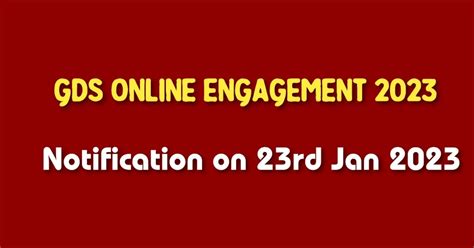 GDS Online Engagement Cycle V 2023 - Notification will be on 23rd ...