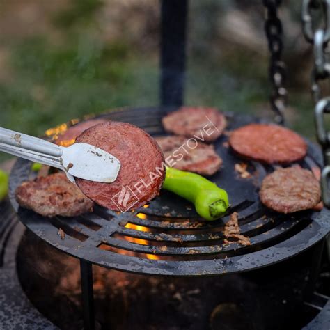 Night, Flame, fire pit | height 190 cm | 60 cm sub-grid | Grill Top 34 ...