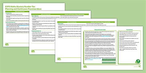 EYFS Maths Mastery Number Ten Planning Ideas