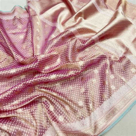 Dual Shade Pure Tissue Silk Handwoven Banarasi Saree – Banarasi Shagun