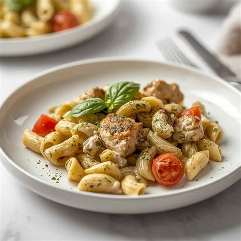 Creamy Pesto Chicken Pasta Bake