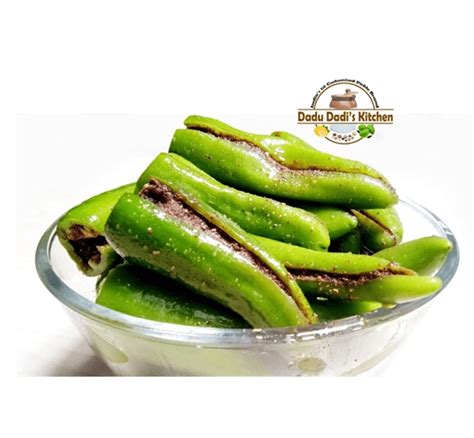 Buy Green chilly bharwan Pickle (500g) Online from Dadu Dadi's Kitchen ...