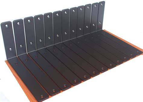 4 Pack - L 10" x H 6" x W1.5", 5mm Thick Black L Shelf Bracket, Iron ...