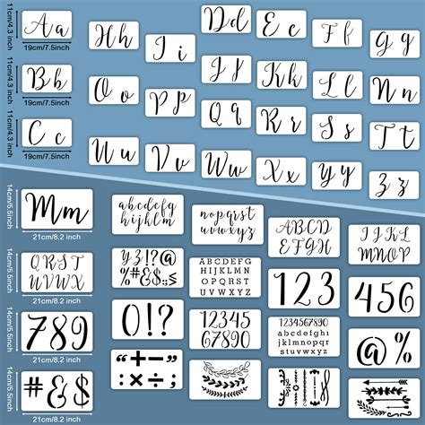 Buy 45 Pieces Letter Stencils for Painting on Wood Reusable Alphabet ...