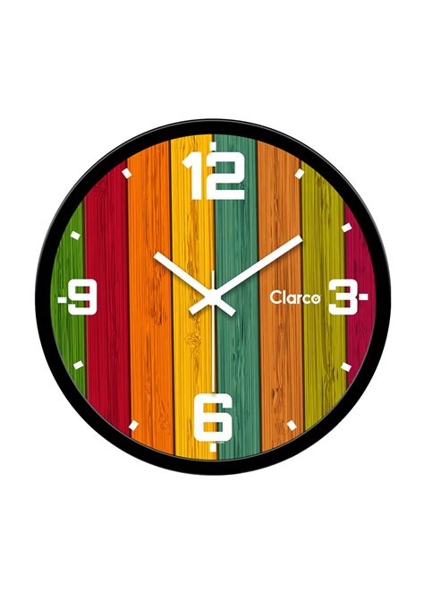 Get Multicoloured Wooden Plank Textured Clock at ₹ 599 | LBB Shop