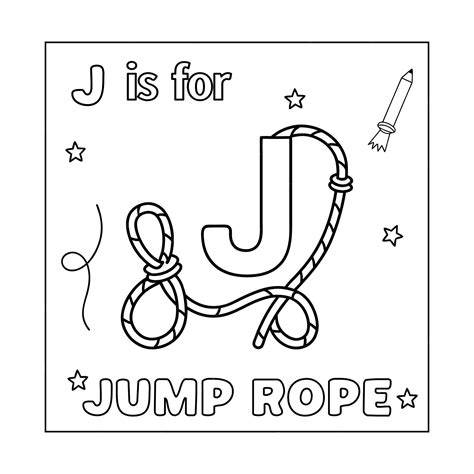 J is for jump rope a coloring page for kids | Premium Vector