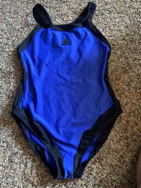 SPEEDO Blue One Piece Swimsuit Moderate Leg Vintage 8… - Gem