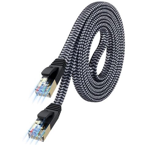 MORELECS Cat 7 Ethernet Cable 10 ft, Flat Design Nylon Braided Cat7 ...