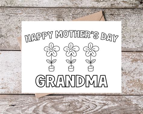 Printable Grandma Mothers Day Coloring Card for Grandma | Happy Mother ...