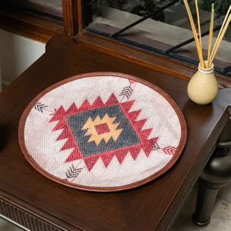 Mona B - Set of 2 Printed Placemats, 13 INCH Round, Best for Bed-Side