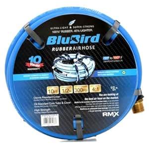 BluBird Lightest, Strongest, Most Flexible Rubber Air Hose (1/2" x 10 ...
