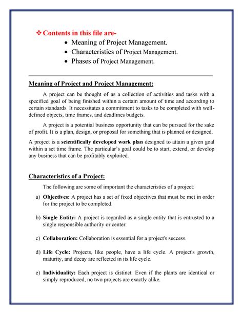 Meaning, Characteristics AND Phases OF Project Management - Contents in ...