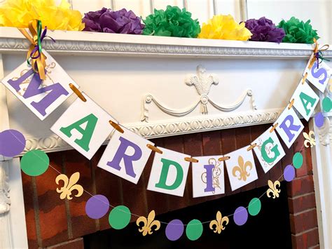 Mardi Gras Banner Garland Fleur De Lis Hanging Bunting, Mardi Gras ...