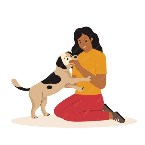 Premium Vector | Flat design of happy women with dogs