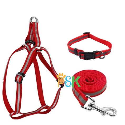 Buy PSK PET MART 15 mm Reflective Nylon Puppy Collar Harness & Leash ...