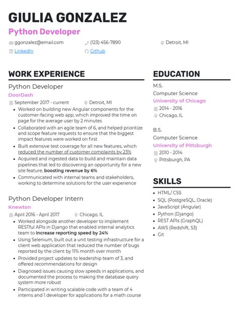 Image result for Python Developer Skills Example in Resume