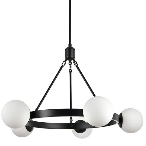 Caserti Globe Mid Century Modern Chandelier - 35" Black Wagon Wheel ...