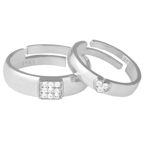 GIVA 925 Silver Shining Love Couple Rings, Adjustable | Gifts for Women ...