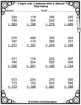 Image result for Addition 3-Digit Addends
