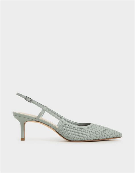 Sage Green Woven Slingback Pumps - Sage Green - Shoes - CHARLES & KEITH IN