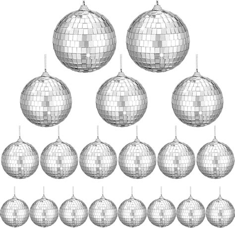 Disco Ball Silver Hanging Reflective Mirror Ball Ornament for Party ...
