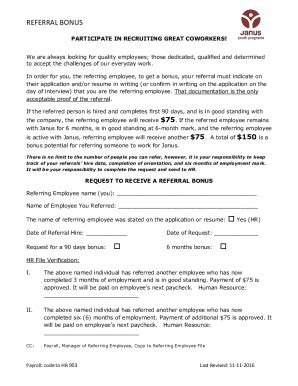 Fillable Online Employee referral reward email announcement template ...