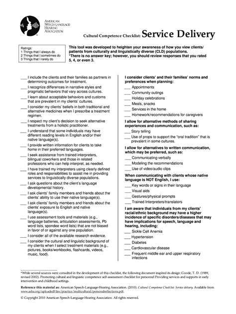 Fillable Online Cultural Competence Checklist - summit-educationcom Fax ...