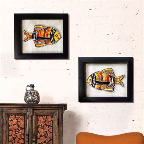 Madhubani Fish On Net Frame | Hobby Ideas