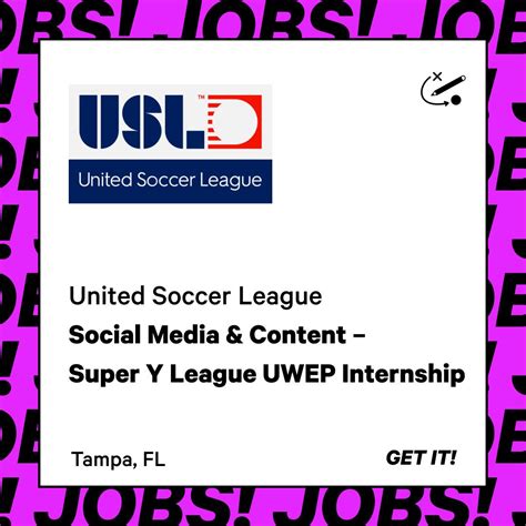 FIND YOUR DREAM JOB IN SOCCER ⚽️⚡️ WIS squad, get after these jobs at United Soccer League (USL ...