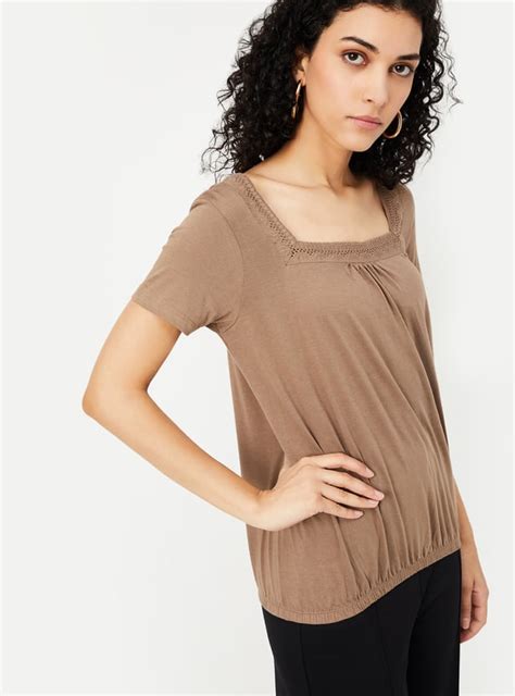 Buy Women Solid Square Neck Top Online at just Rs. 299.0 ...