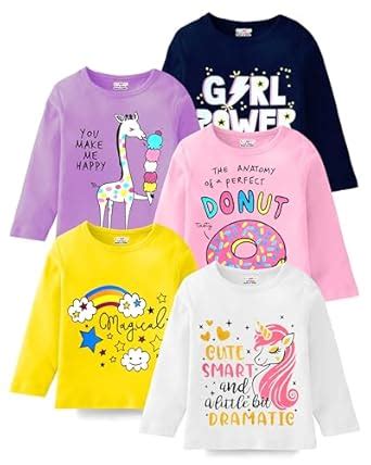 Buy Kuchipoo Girls Regular Fit Full Sleeves Cotton T-Shirts (KUC-TSHRT ...
