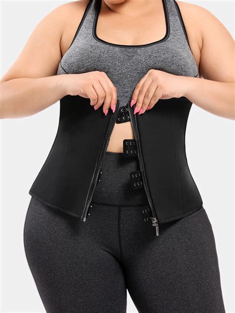 Plus Size Women Waist Trainer Postpartum Recovery Belly Belt Zip Front ...