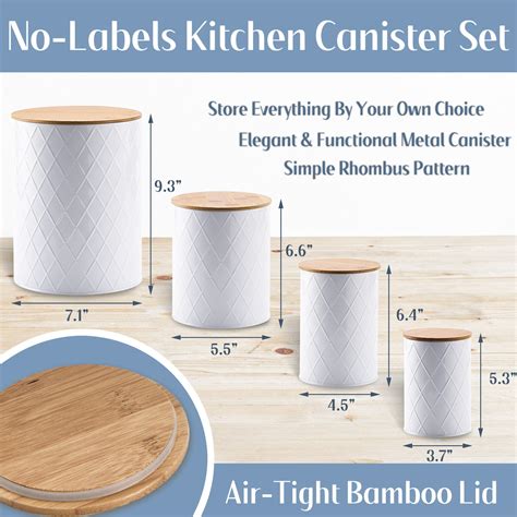 Buy White Kitchen Canisters Set with Wooden Lids, Airtight Sugar, Flour ...