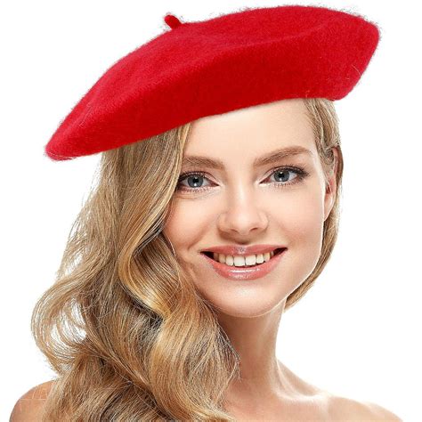 Red French Style Beret - Women's Classic Beret Hat for Casual Use - 1 ...