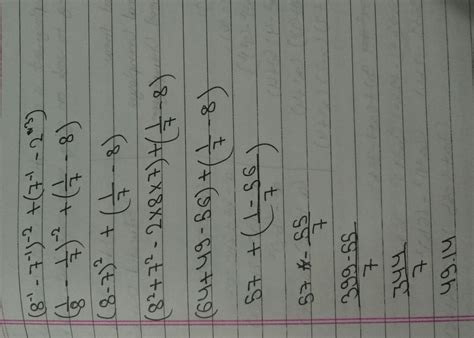 Simplify: (8^-1-7^-1)^-2 + (7^-1-2^3). - Brainly.in