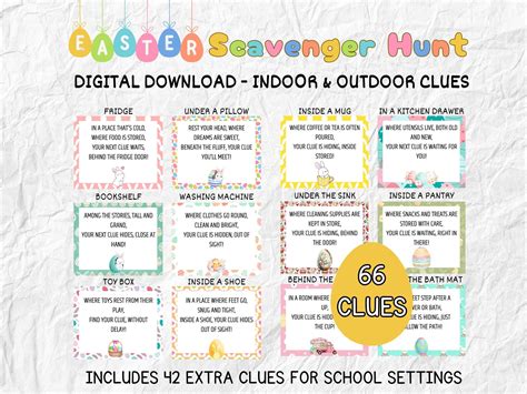 Easter egg scavenger hunt clues easter activity for kids treasure hunt ...